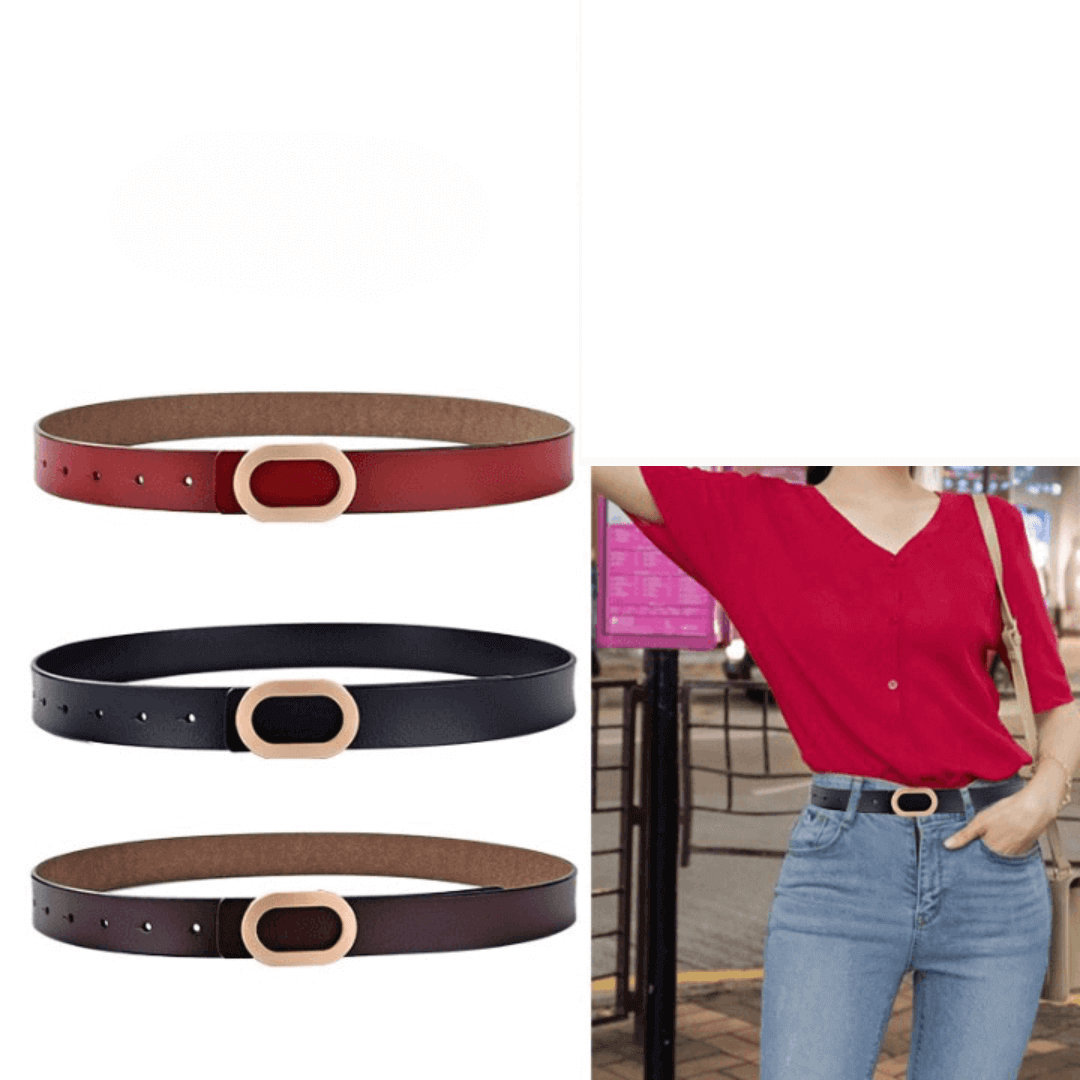 Cinto Feminino Casual com Fivela Oval Minimalista Loja Ella Feme