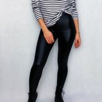 Legging Cirré Preta Feminina Cintura Alta Brilhante Modeladora e Confortável