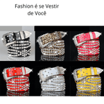 Cinto Feminino com Strass Fivela Luxo Brilhante Moda Western Diversas Cores