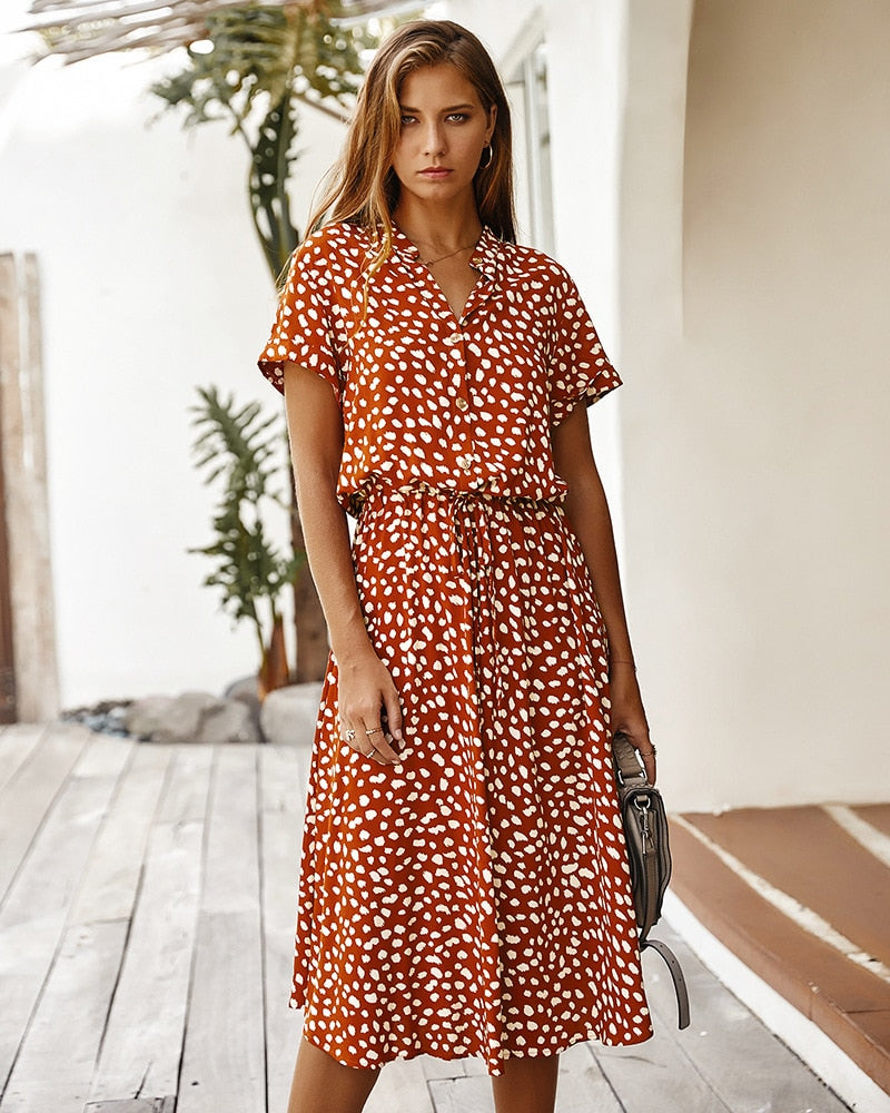 Vestido Midi Feminino Estampado Poá Leve Soltinho Elegante e Perfeito para o Verão