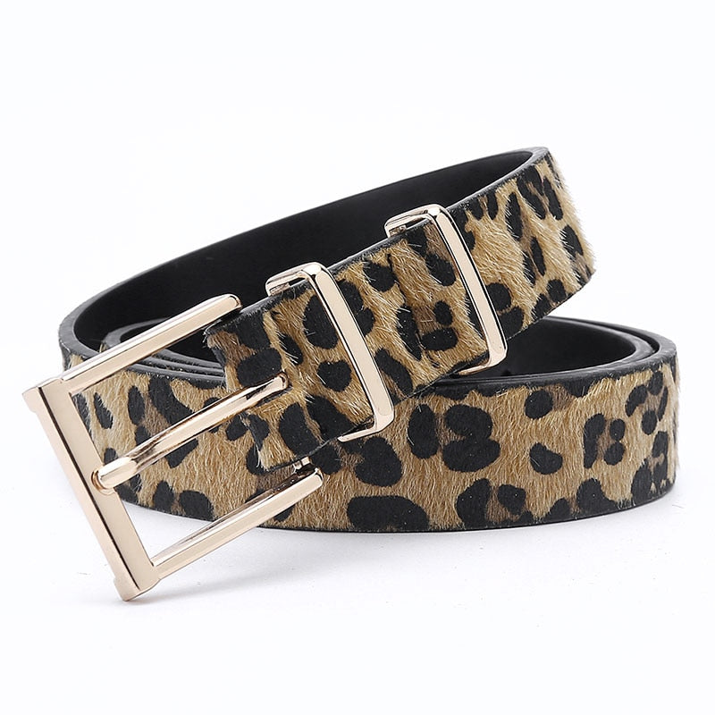 Cinto Feminino Animal Print Oncinha Estilo Fashion com Fivela Dourada para Looks Modernos Loja Ella Feme