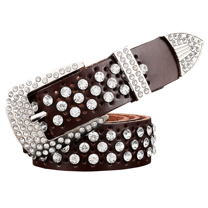 Cinto Feminino Country com Strass Estilo Western com Fivela Prata e Pedrarias Brilhantes Loja Ella Feme
