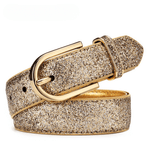 Cinto Feminino Dourado e Prata com Glitter Fivela Luxo Brilhante Moda Festa e Casual Loja Ella Feme