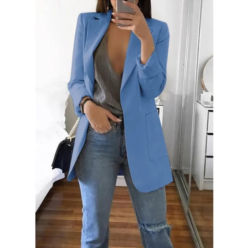 Blazer Feminino Alongado Alfaiataria Casual Várias Cores, Elegante e Versátil para o Dia a Dia
