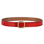 Cinto Feminino Minimalista com Fivela Quadrada Dourada