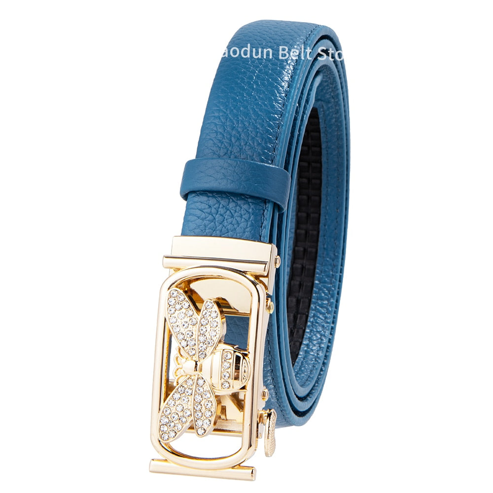 Cinto Feminino com Fivela Borboleta Dourada Strass Elegante e Ajustável Loja Ella Feme