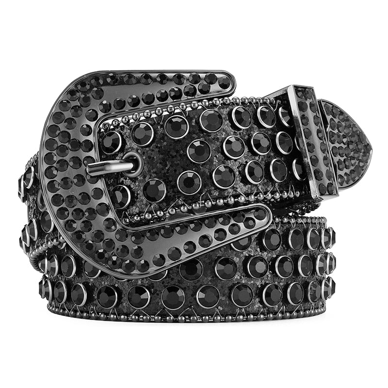 Cinto Feminino Preto com Strass Estilo Western Glam Rock Moda Fashion Luxo Loja Ella Feme