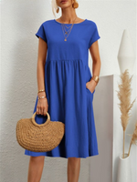 Vestido Feminino Casual de Algodão com Bolsos