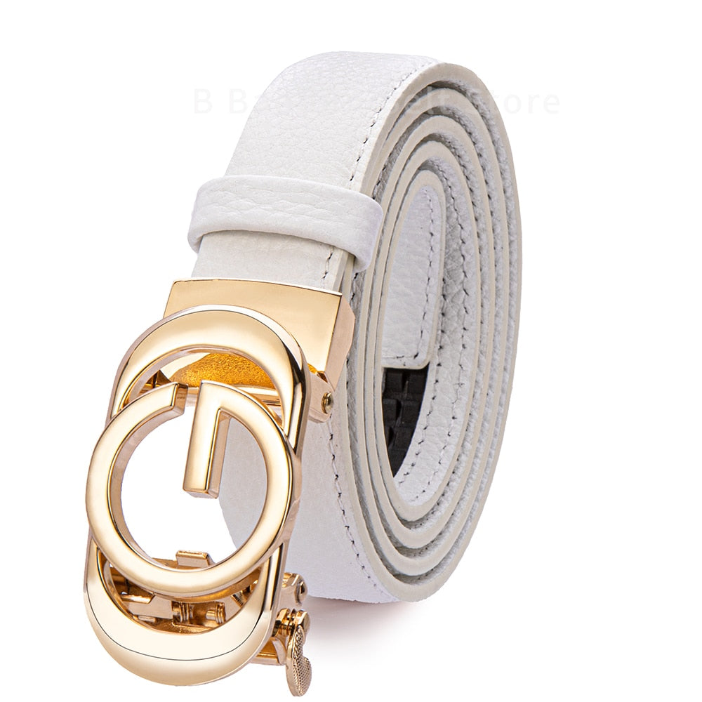 Cinto GUCCI Feminino Fino com Fivela Dourada Elegante Loja Ella Feme