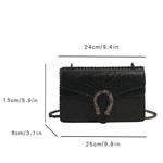Bolsa Feminina com Corrente e Fivela Estilo Cobra Elegante Textura Croco Estilo Luxo