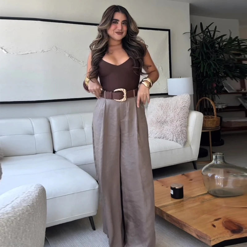 CALÇA PANTALONA MALU COM CINTO Loja Ella Feme