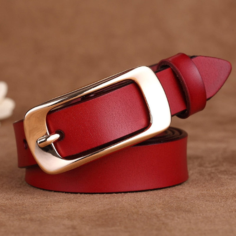 Cinto Feminino de Couro Sintético Marrom com Fivela Dourada Loja Ella Feme