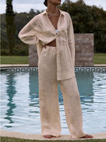 Conjunto Feminino de Camisa e Calça Pantalona em Viscose Look Casual e Confortável para o Verão