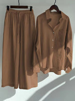 Conjunto Feminino de Camisa e Calça Pantalona em Viscose Look Casual e Confortável para o Verão