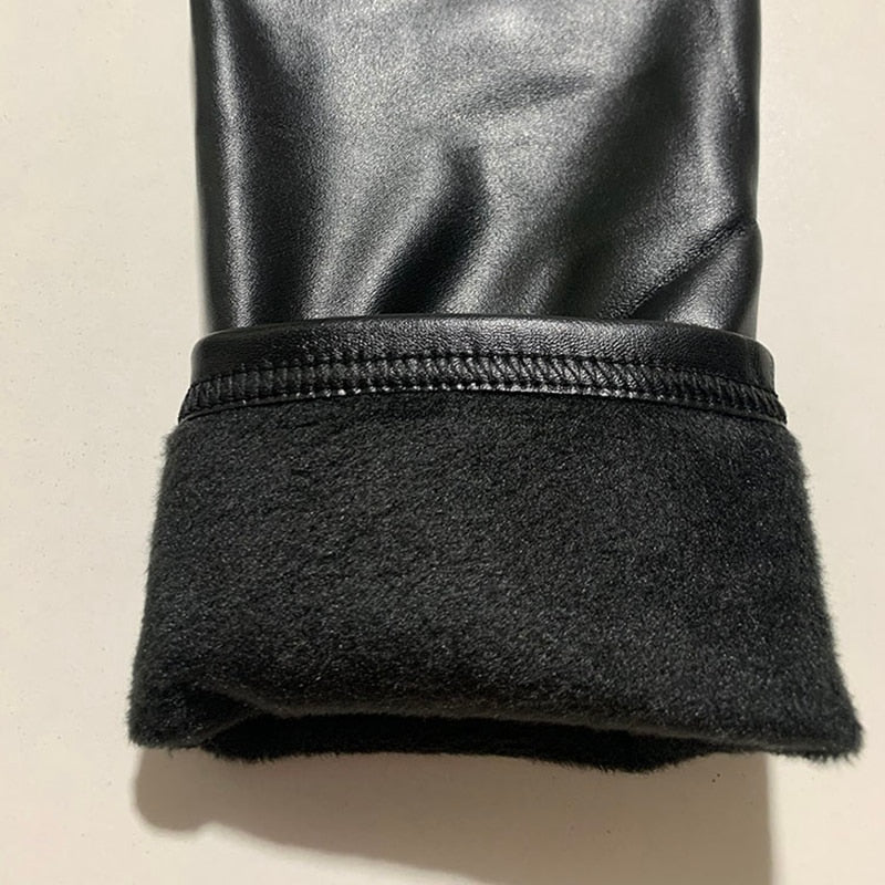 Calça Legging em Couro Fake Feminina Alta Elasticidade Cintura Alta e Brilho Elegante