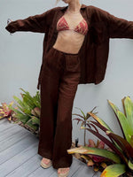 Conjunto Feminino de Camisa e Calça Pantalona em Viscose Look Casual e Confortável para o Verão