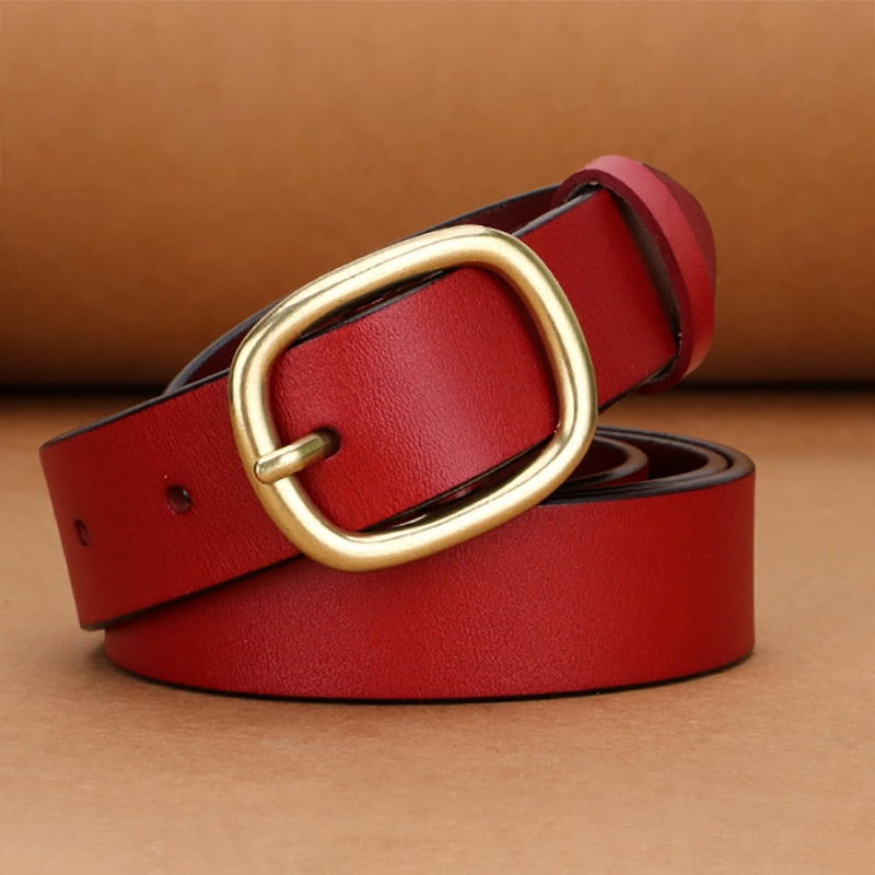 Cinto Feminino com Fivela Oval Dourada Casual Elegante e Ajustável para Jeans Loja Ella Feme