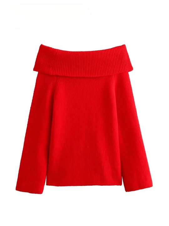 Vestido Suéter Ombro a Ombro Feminino Tricô, Oversized Quentinho e Estiloso