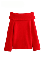 Vestido Suéter Ombro a Ombro Feminino Tricô, Oversized Quentinho e Estiloso