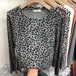 Blusa Feminina Manga Longa Estampada Animal Print Onça Tendência Casual e Estilosa
